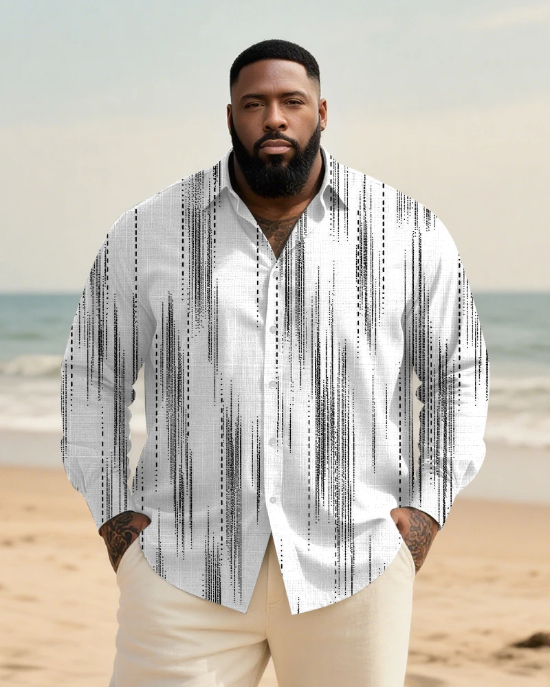S-9XL Plus Size Men Geometric & Color Block Print Long Sleeve Shirt, Casual Business Button-Down Shirt, Multi-Designs Available