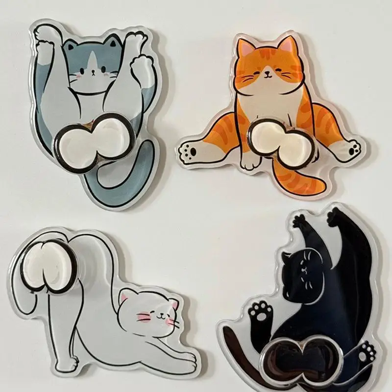 【S】Rotatable Cat Fridge Magnets Cartoon 3D Refrigerator Magnets Photo Message Magnets Decorative