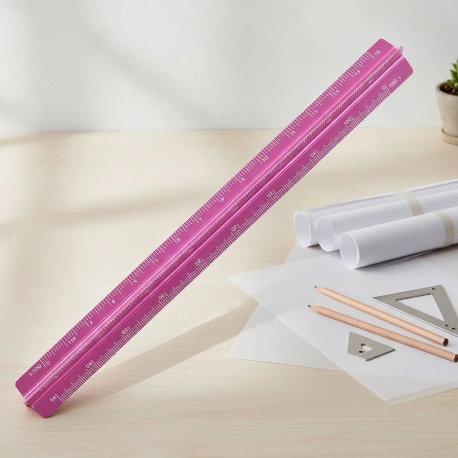 Aluminum Architect Scale Multifunctional Triangular Scale Ruler Metal Engineering Ruler Long-Lasting Drafting Supply High