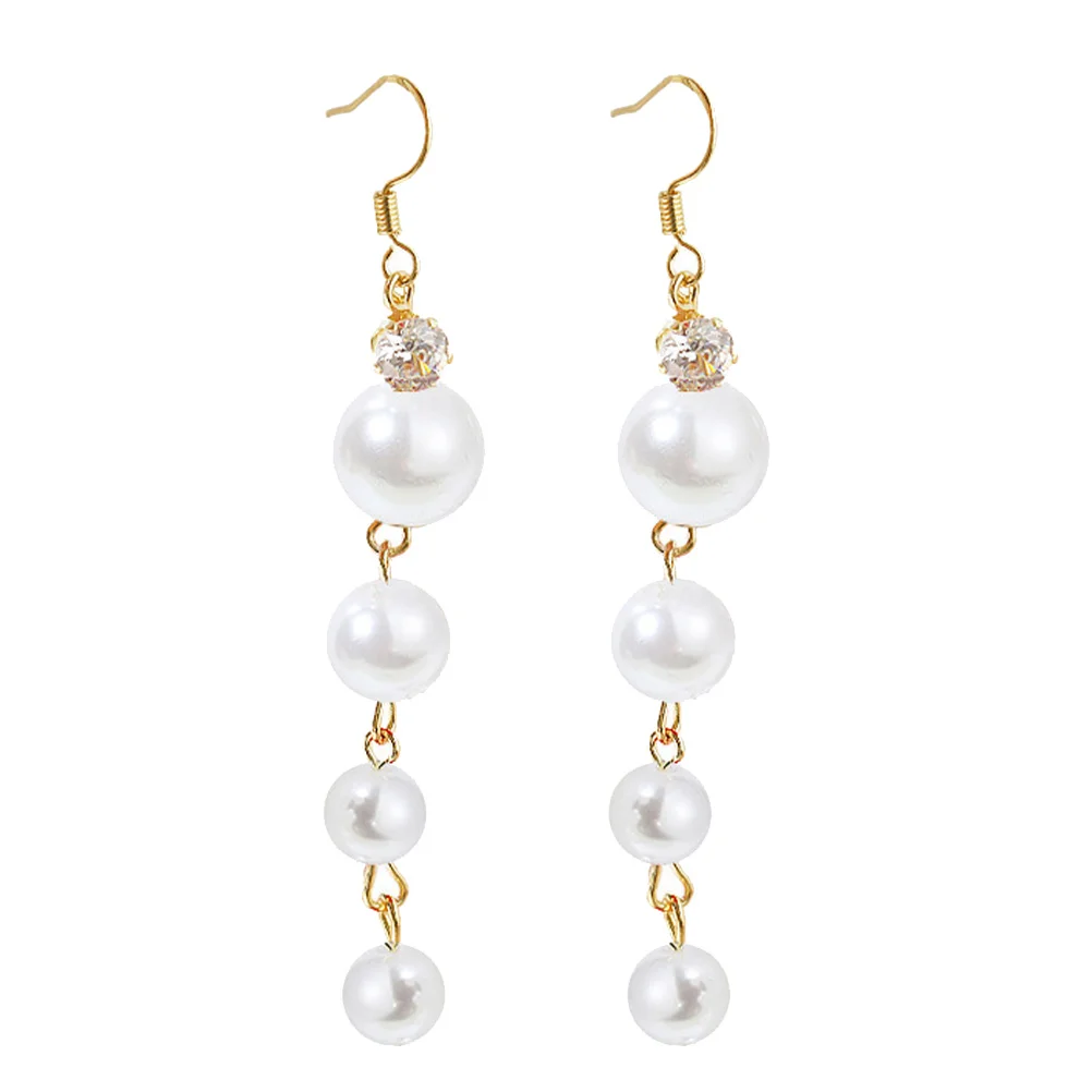 

Pearl Earrings Long Style All match Delicate Temperament Female Accessories Stylish Jewelries Birthday Wedding Gifts