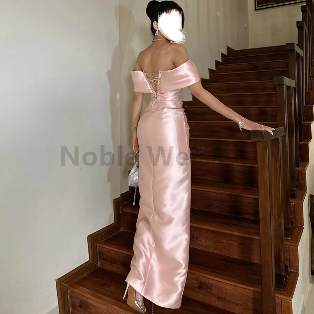 قبالة الكتف الساتان الطية حورية البحر فستان الحفلة الراقصة الدانتيل يصل الجانب سبليت ثوب مسائي تخصيص