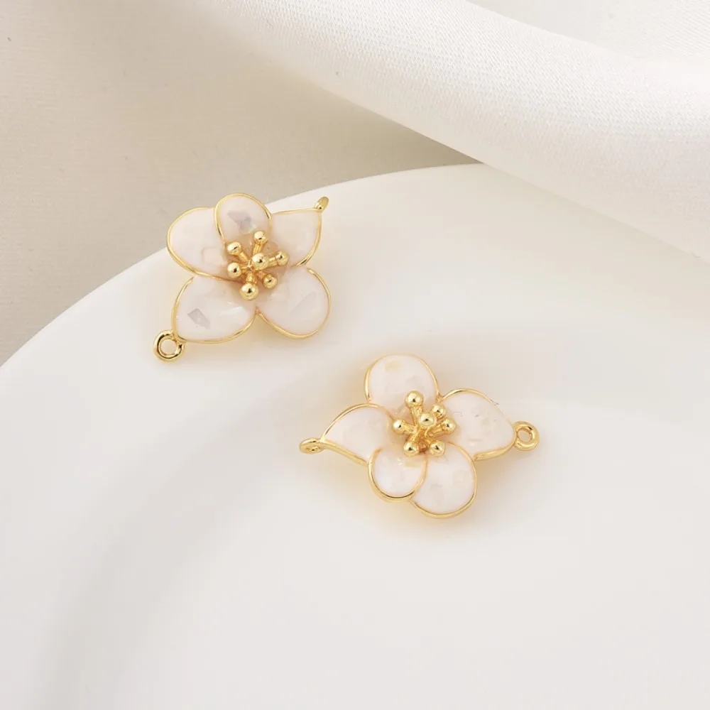 

Copper-plated 18K Gold Water Retention Oil Flower Pendant Handcrafted Diy Bracelet Necklace Connection Accessory Jewelry Materia