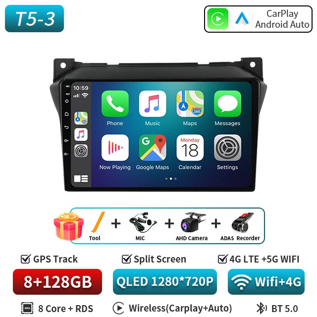 Autoradio Voor SUZUKI Alto Nissan Pixo 2009-2017 GPS Navigatie Android Auto Stereo Multimedia Speler Audio Head Unit 5G 2 DIN