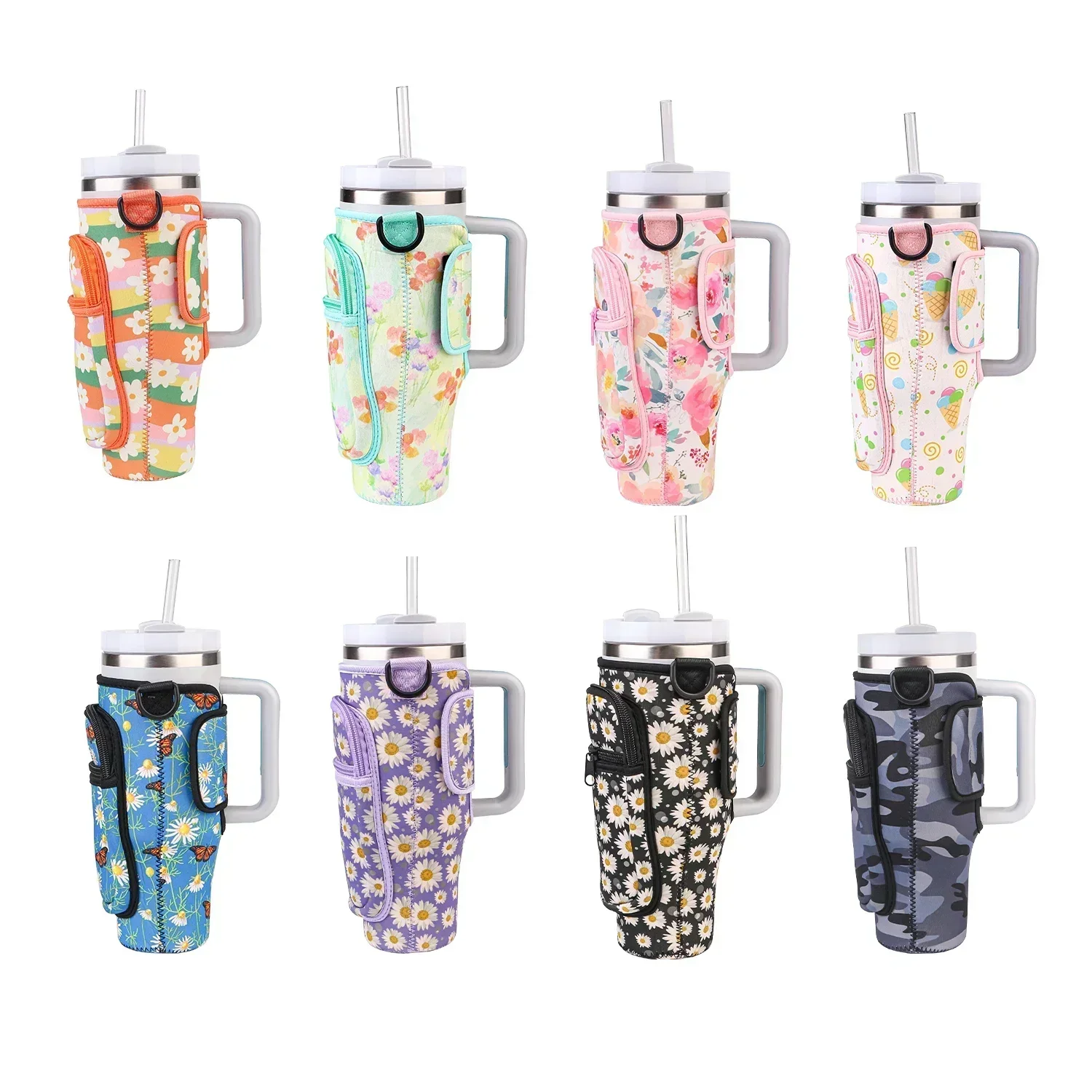 Water Bottle Carrier Bag With Strap Pocket For Stanley Cup 40oz Accessories Cute Tumbler Bag Carrier Bag Cup Sleeve