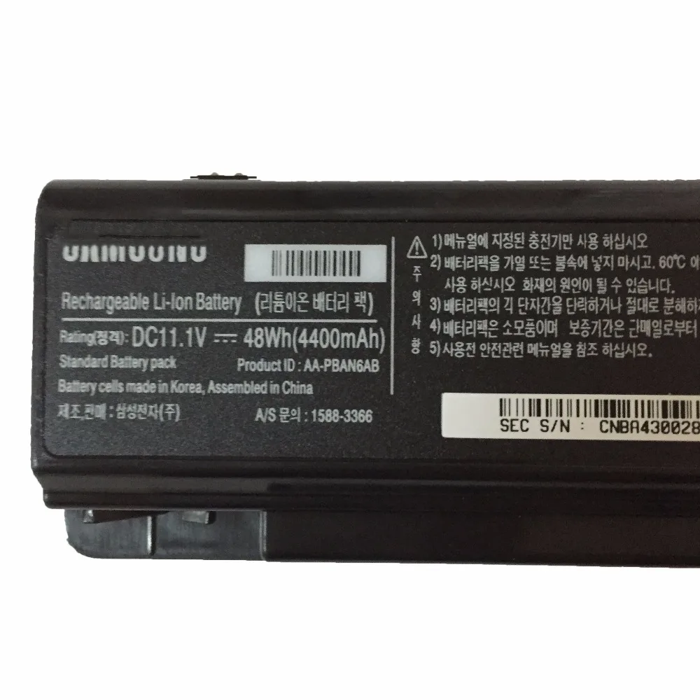 11.1V 48WH 4400mAh New Original AA-PBAN6AB Laptop Battery For SAMSUNG P200 P210 P230 P330 P400 NP400B2B NP400B5B AA-PLAN9AB