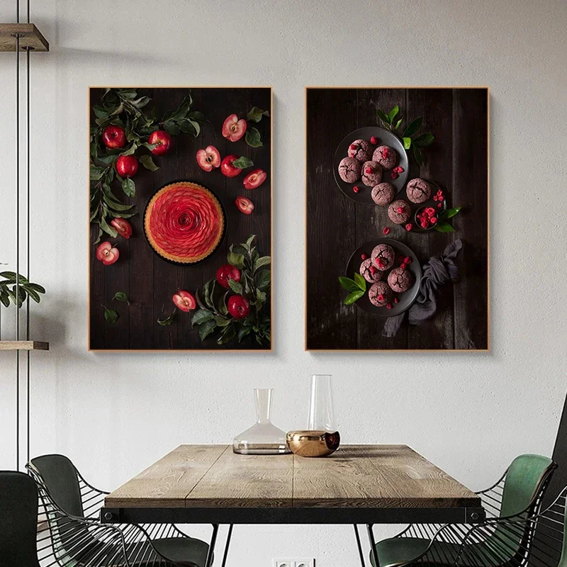 Vintage Food Flavoring Painting Canvas Prints Poster Pie Wall Art Pictures for Restaurant Kitchen Bar Club Store Room Home Decor