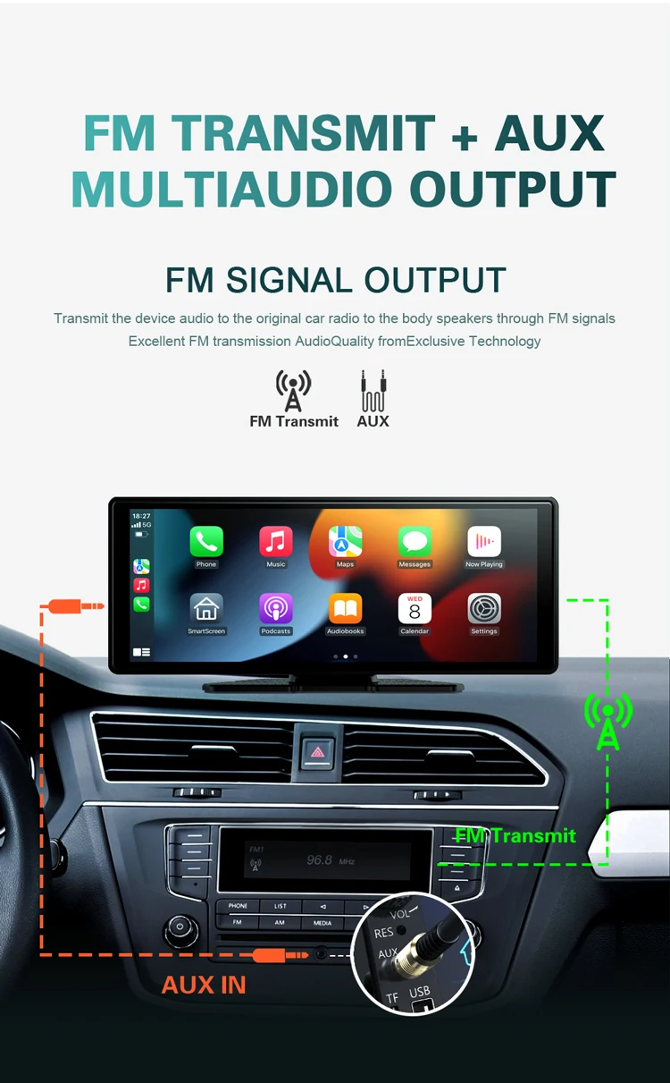Hot Selling 10.26 Inch  CarPlay Android Auto Multimedia Car Radio Portable Wireless MP5 Player