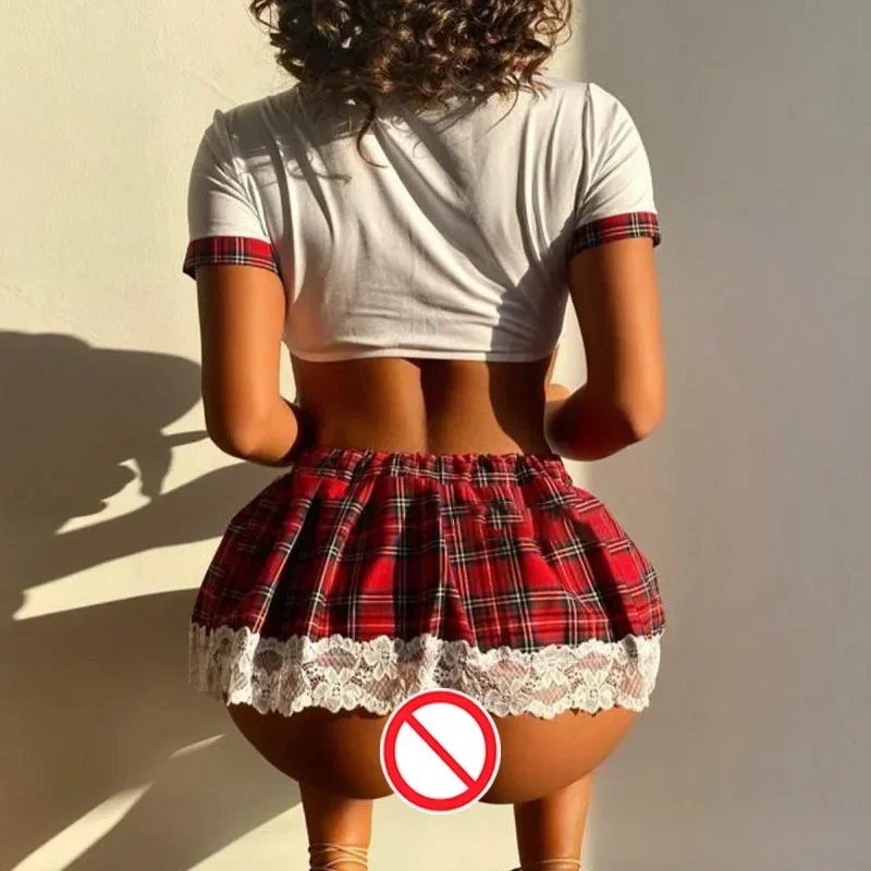 Sexy Lingerie Set Erotic Schoolgirl Uniform Erotic Bodysuit Women Sex Roleplay Costume Skirt Miniskirt Outfit Short Top