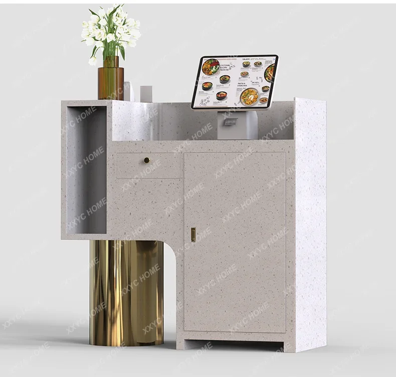 طاولة بار وكراسي لصالونات التجميل وأمين الصندوق للملابس ومكتب استقبال من الفولاذ المقاوم للصدأ #1