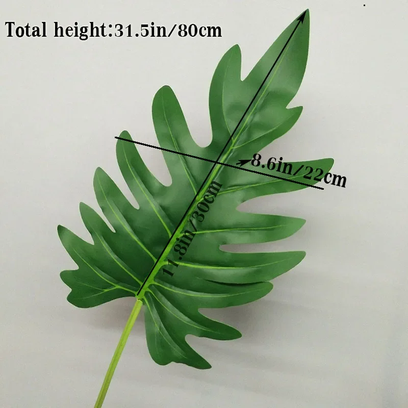 32 "große Gefälschte Pflanzen Tropical Monstera Künstliche Palme Kunststoff Blatt Wasser Anlage für Büro Schreibtisch Home Garten Grün decor – Detail 35