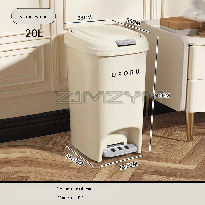 Pedal Trash Can Cream Wind Kitchen Advanced Sense Waste Bin Household Bathroom With Lid Large Capacity Calibre Waste Basket