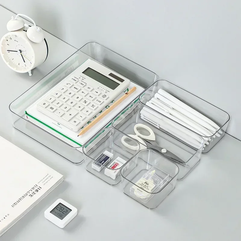 

Transparent Box Storage Organizer Desk Plastic Storage Box Container Drawer Organizer Table Jewelry Box Makeup Organizer Boxes