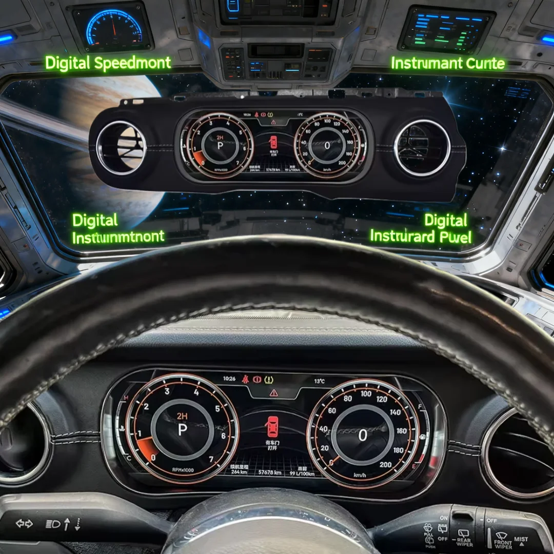 

12,3-дюймовый цифровой LCD-дисплей для приборной панели автомобиля Jeep Wrangler JK 2011-2022, многофункциональный спидометр, панель приборов