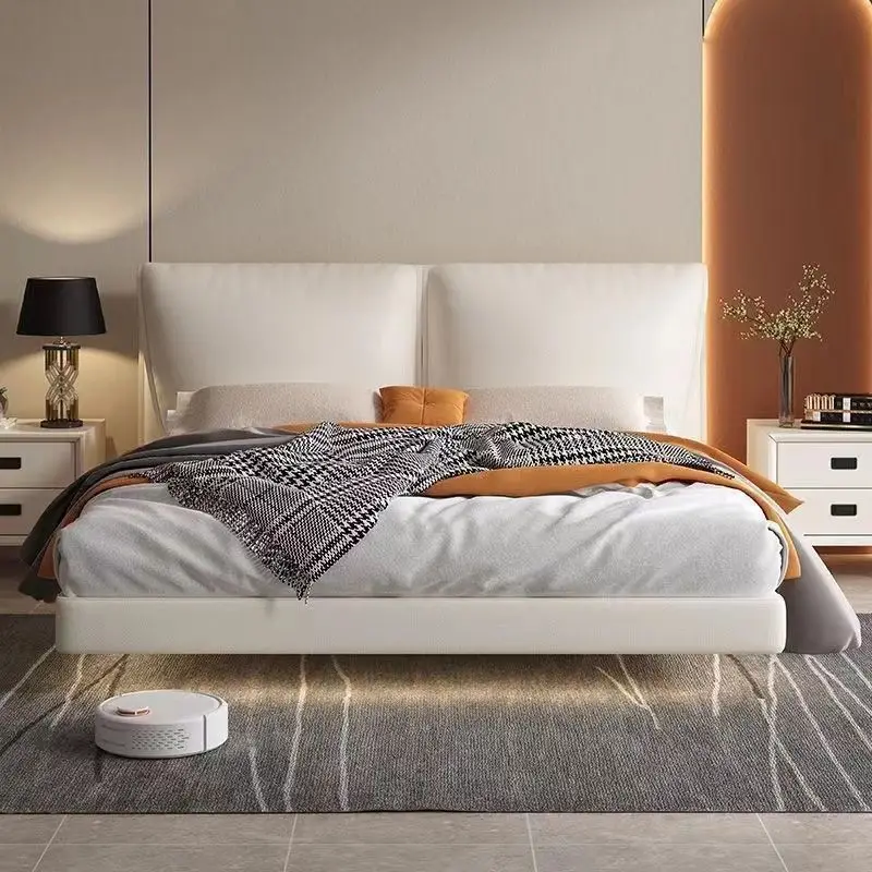 Elephant ears first layer cowhide small apartment atmospheric master bedroom double bed leather wedding bed