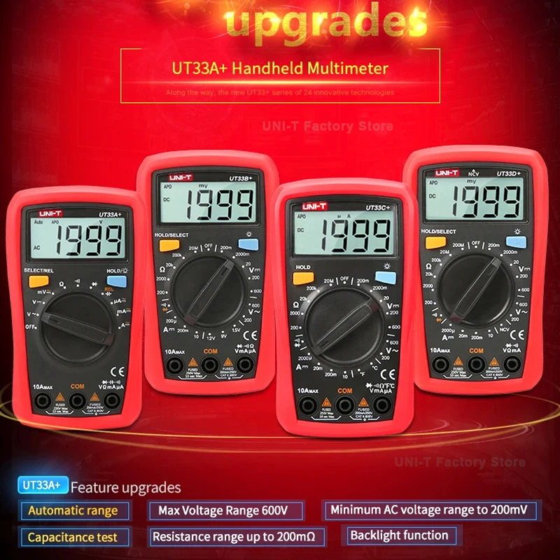 UNI-T UT33A UT33B UT33C UT33D Plus Карманный мультиметр Цифровой Амперметр Вольтметр профессиональный измеритель сопротивления мультиметр