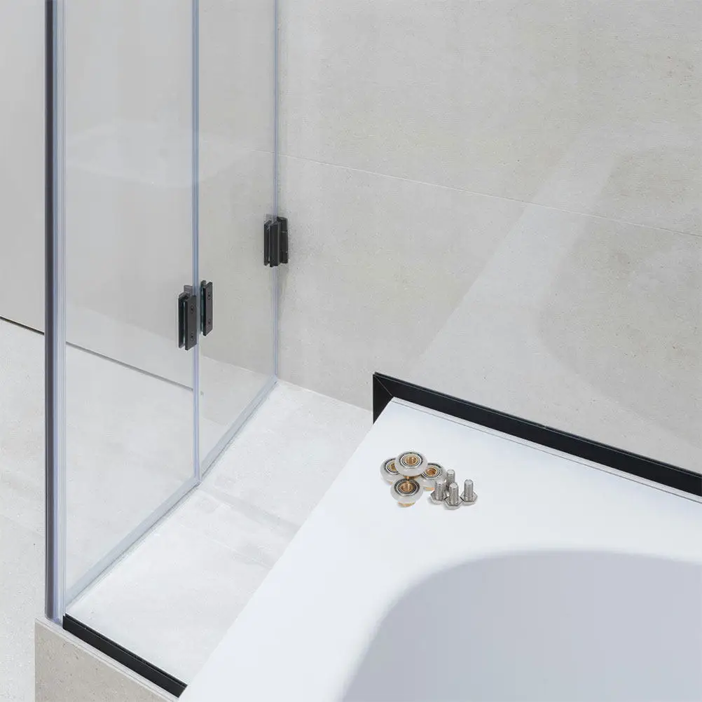 

8Pcs Shower Door Rollers Set High Strength Material Precision Bearing Design Silent Operation Universal Fit Sliding Shower Door