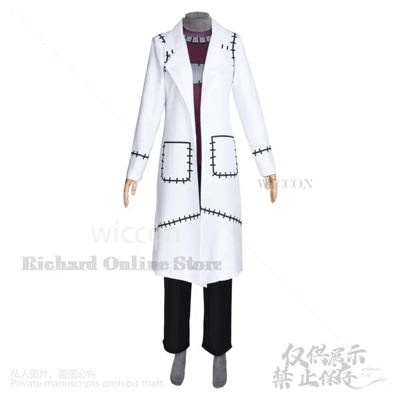 

Аниме Soul Cos Franken Eater Stein Doctor Uniform Костюм Тренч Топ Брюки Комплект Вечеринка Ролевой Наряд Парики Для Мужчин Женщин Хэллоуин