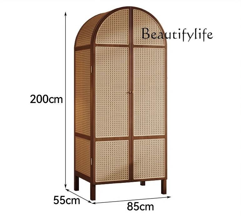 Bed and breakfast rattan wardrobe art bedroom antique door solid wood storage wardrobe