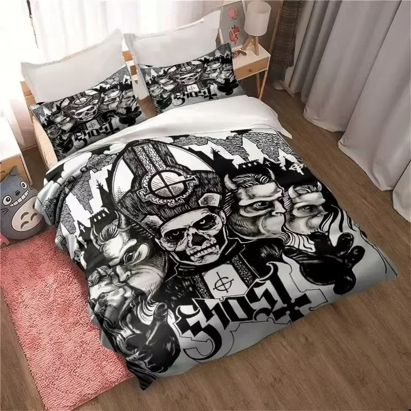 

Rock Band Ghost Pattern Bedding Set For Bedroom Soft Modern Bedspreads Comefortable Kids Duvet Cover Quilt Cover And Pillowcase