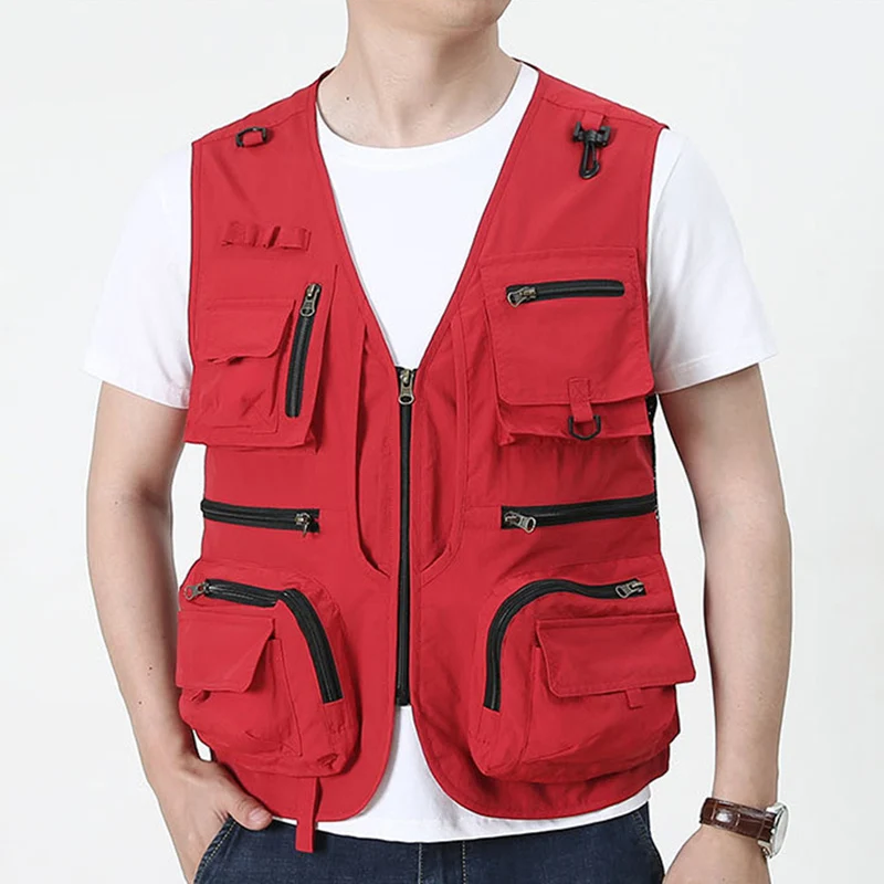 14 Pockets Summer New Men US Tactical Hiking Fishing Vest Mens Photographer Waistcoat Mesh Cargo Sleeveless Jacket Tool Vest 7XL