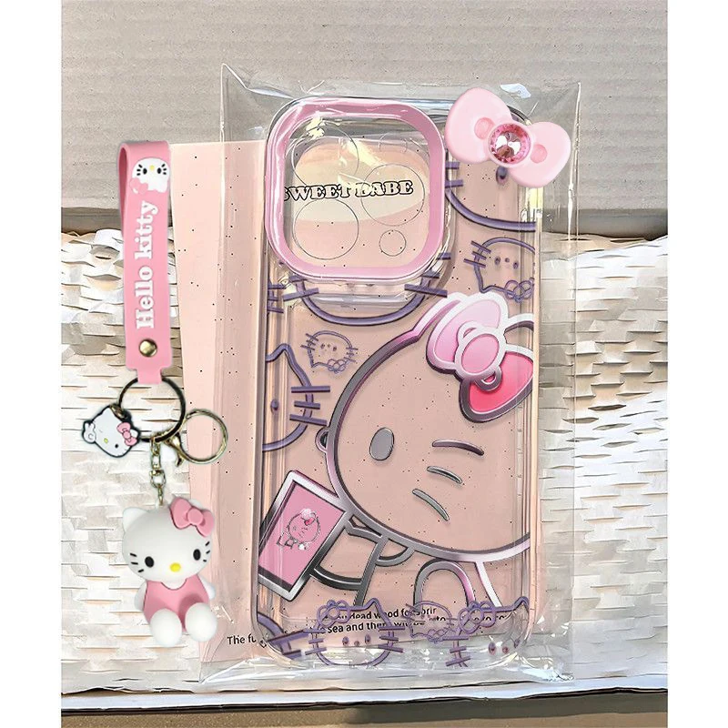 Hello Kitty Kawaii Cartoon Drink Tea Phone Case For iPhone 16 15 14 13 12 11 Pro Max 7 8 Plus XR XS MAX Y2K Cute Back Cover