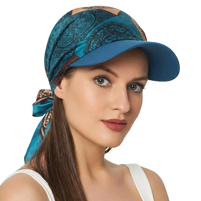 Nuevo Gorro de Satén Estampado de Moda para Mujer con Visera, Sombrero de Sol de Verano Suave y Transpirable, Gorra de Béisbol