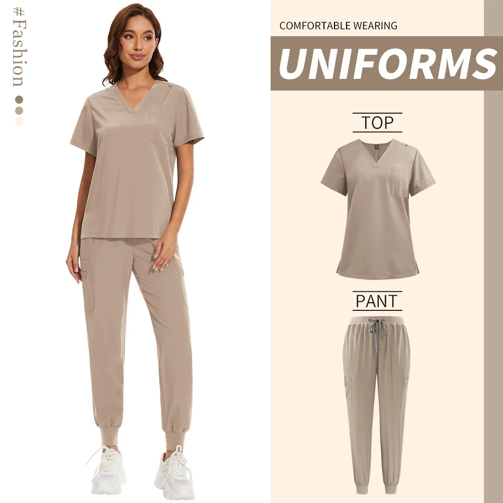 

Thin Breathable Unisex Scrubs Short Sleeve Two Piece Set Operation Room Uniform Doctor Nurse Workwear Easy Clean Attire