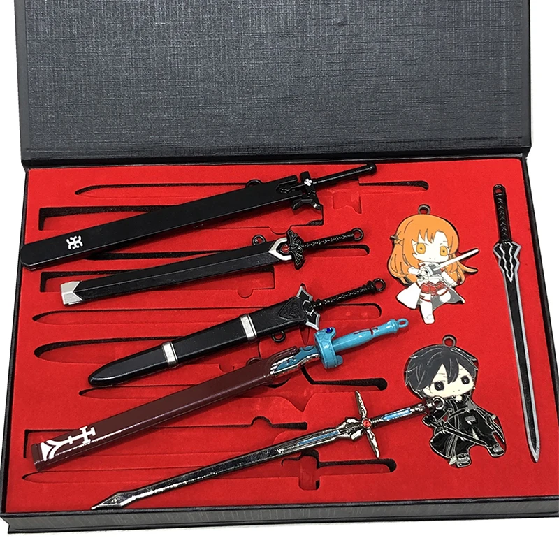 12 قطعة/المجموعة أنيمي ساو يوكي Asuna Kirito اكسسوارات سبيكة قلادة سلسلة المفاتيح المعدنية قلادة الدعائم