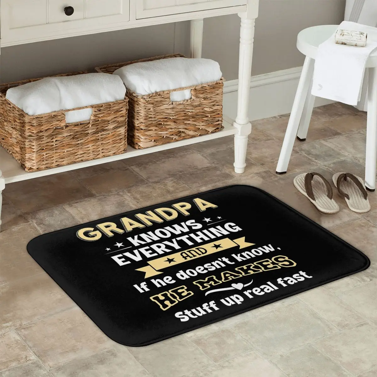 Grandpa Knows Everything And If He Doesn't Know He Makes Stuff Up Real Fast Anti-slip Doormat Floor Mat Carpet Rug Footpad Mats