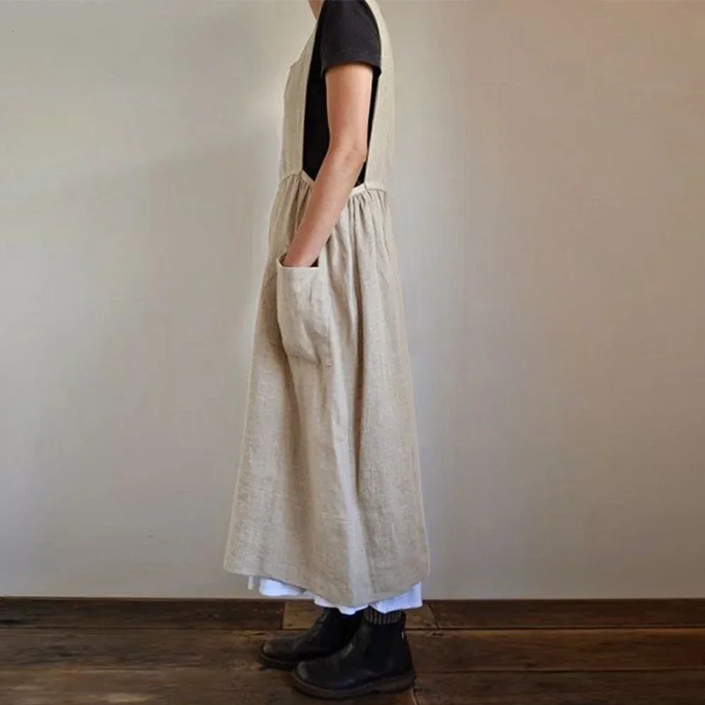 

Long Dress Dress Casual Cotton Linen Cotton Linen Loose For Women Long Dress M-3XL Plus Size Pockets Solid Color