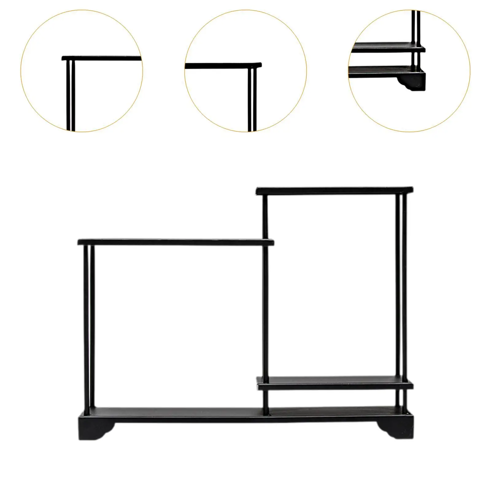 차 세트 스토리지 랙 Teaware 디스플레이 선반 기숙사 농가 호텔 주방 사무실을위한 경량 금속 탁상 주최자 선반