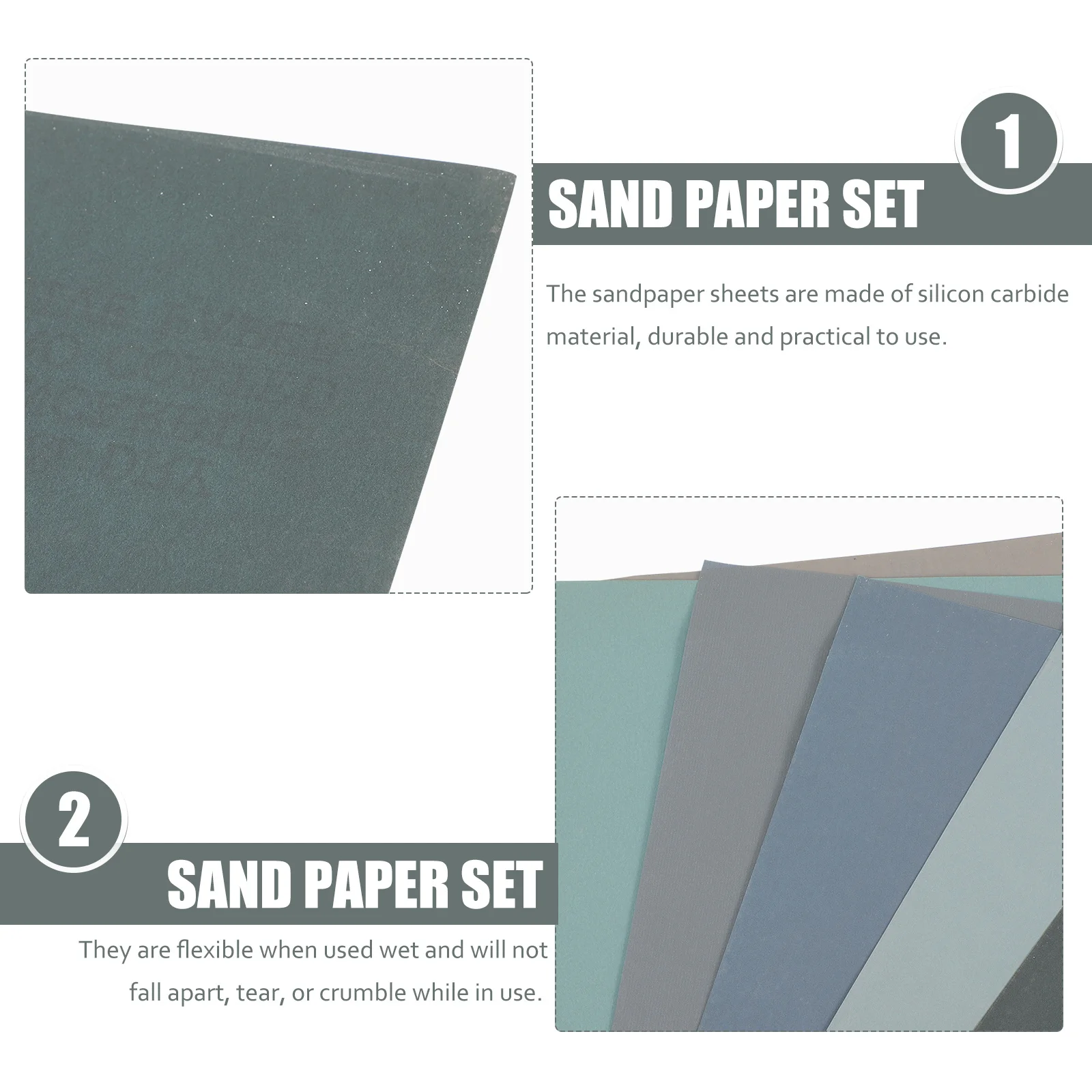 

6 Sheets Water Sandpaper Wet Dry Abrasive Paper Waterproof Polishing 1200 1500 2000 2500 3000 4000 Grit Sandpaper Assortment