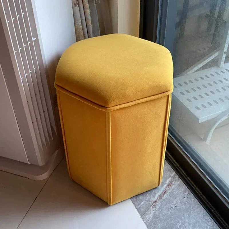 

Flannel Stools Home Special-shaped Bedroom Balcony Stool Light Luxury Makeup Low Stools Can Sit Change Shoes Ottomans Furniture