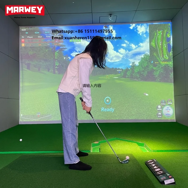 Marwey Factory Direct Sales Golf Simulator Smart Screen Interactive Projection Commercial Indoor Golf Game Simulators