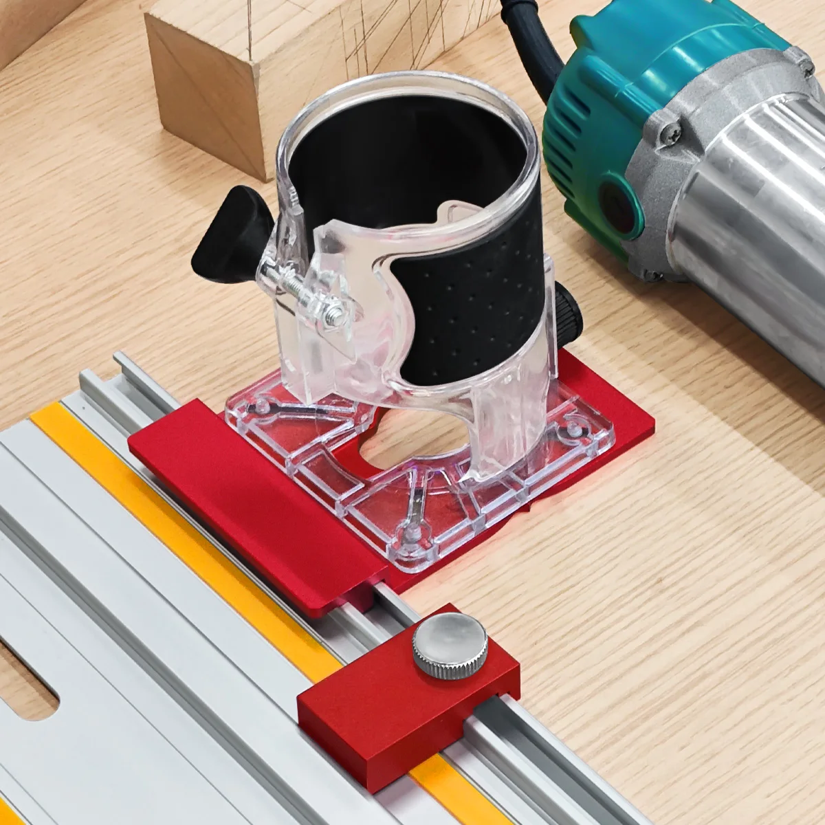 Woodworking Aluminum Router Guide Rail Adapter With Rail Stop For Compatible With Most Track Saw Guides Adjustment Wrench