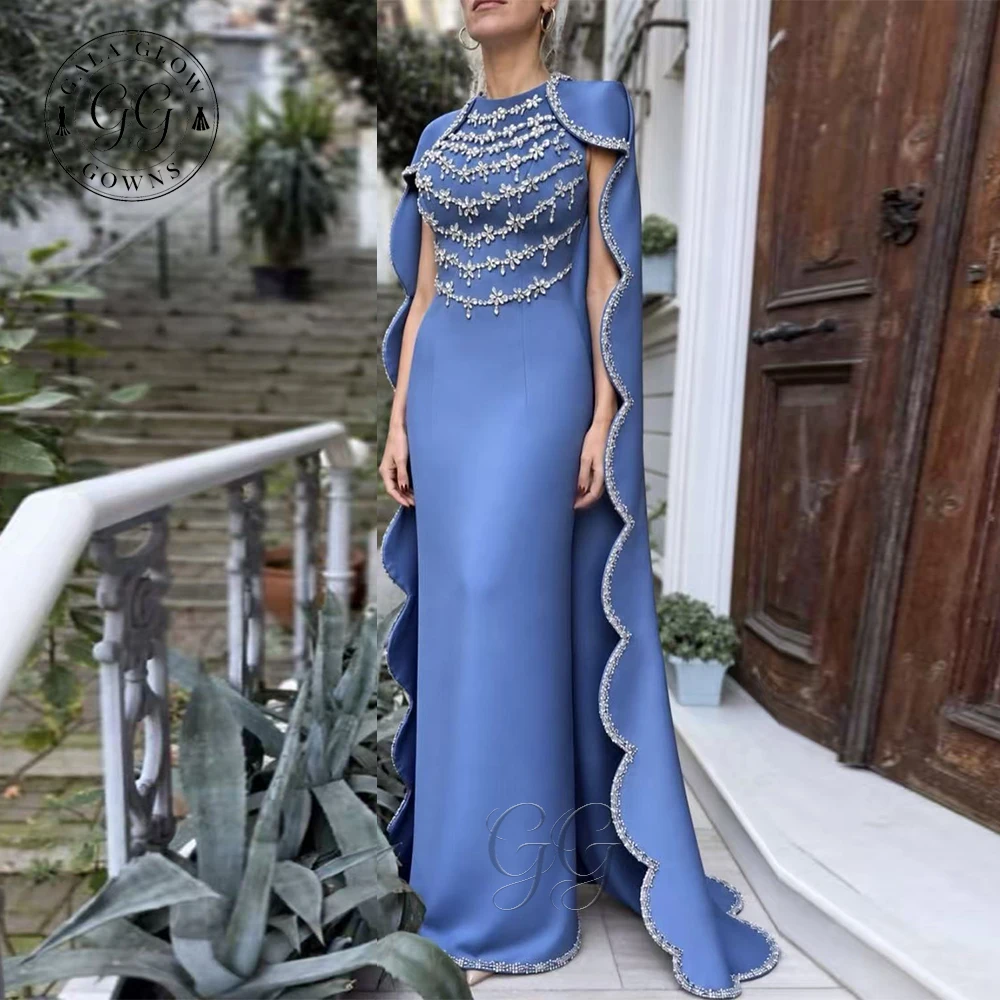 GalaG Exquisite Women Charmeuse Rhinestone Beading Straight Evening Dresses Fashion High Collar Sleeveless Prom Dress Custom