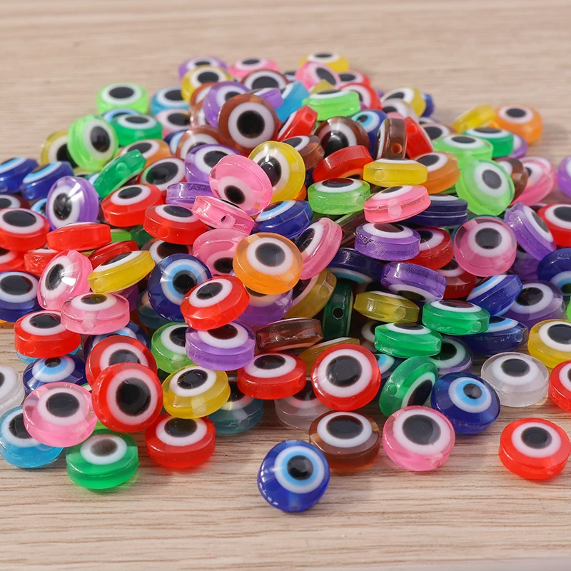 Tusember 6/8/10mm 100 Stück Glas Glasierte Böse Augen Perlen Flache Runde Lose Abstandhalter-Perlen für Schmuckherstellung Armband Halskette DIY Handwerk – Detail 3