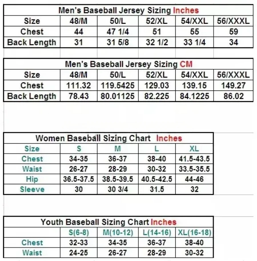 Wholesale Stitched Chicago Baseball Jersey Men Youth Softball Wear High Quality