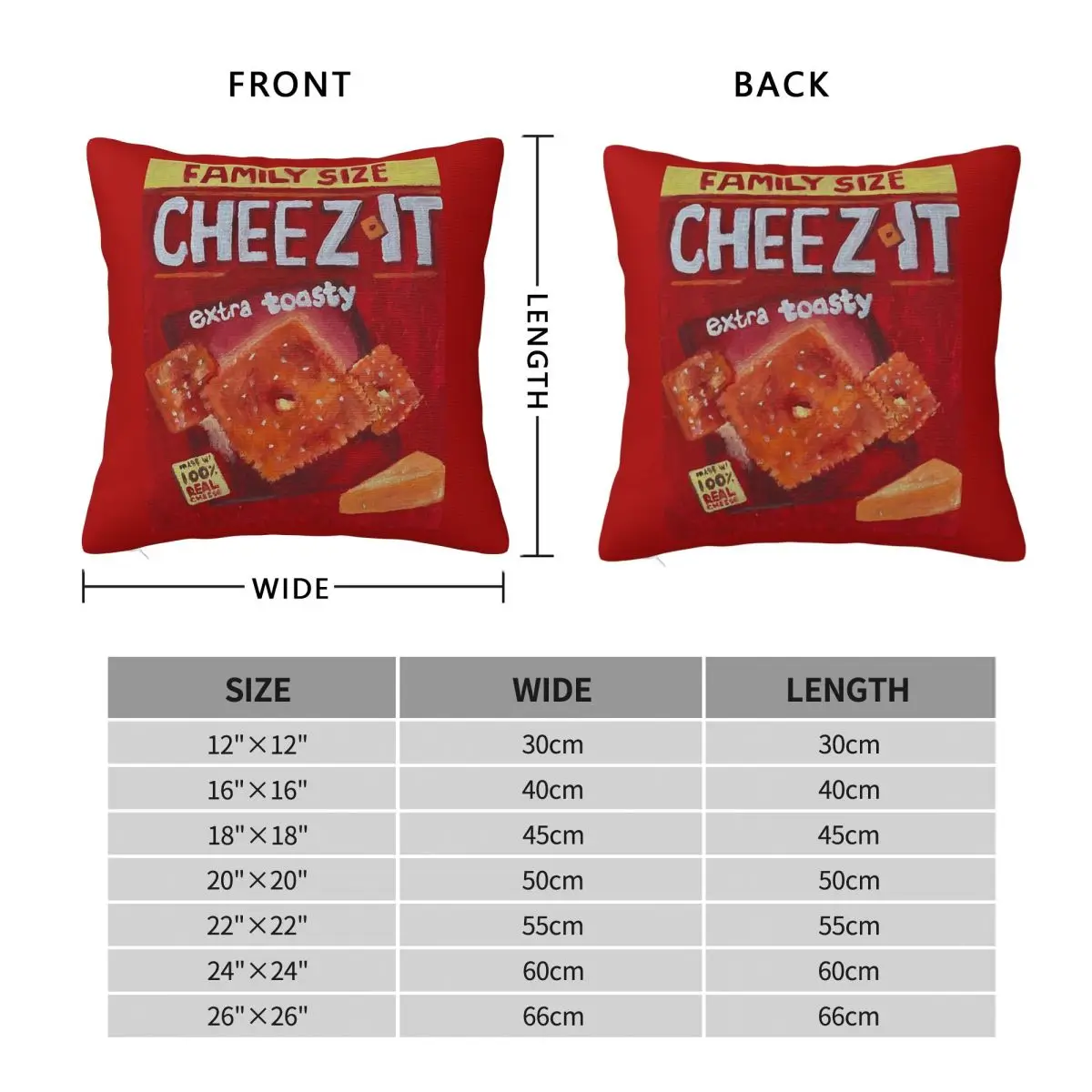 Cheez-It Pillowcase Polyester Linen Velvet Pattern Zip Decor Home Cushion Case