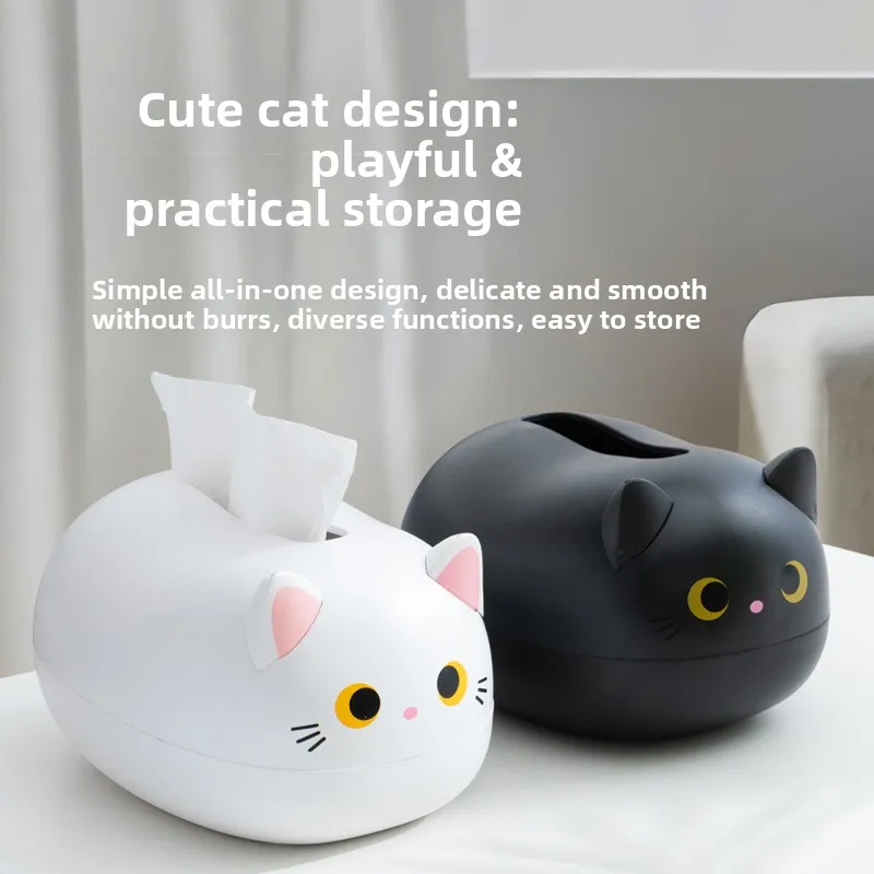 

Kawaii Cat Tissue Box Livingroom Napkin Storage Box Kitchen Paper Container Desktop Toilet Paper Holder for Bathroom Dormitory