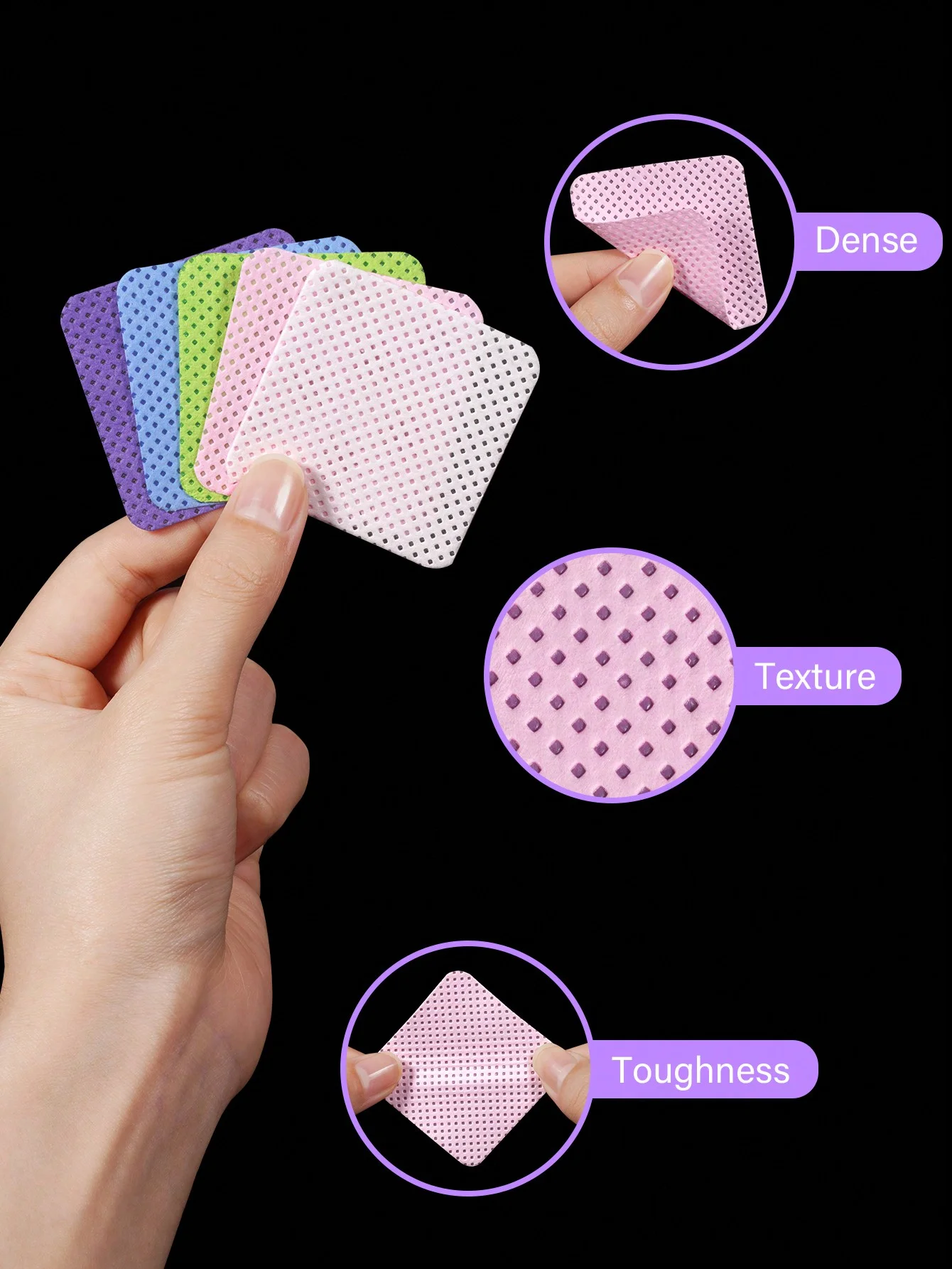 300 PCS Multicolor Lint-Free Nail Wipes , Pads Eyelash Extension Wipes, Nail Polish Remover Soft Non-Woven Nail Polish Removal