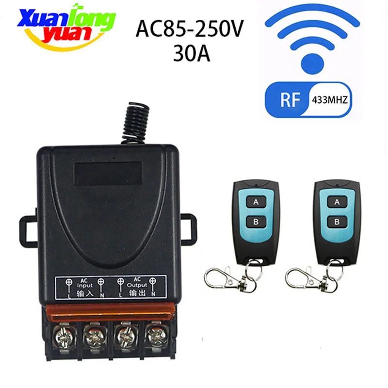 RF 433 Mhz Remote Controls Wireless Remote Control Switch 220V 110V 30A Relay Receiver Module With Remote ON OFF Transmitter