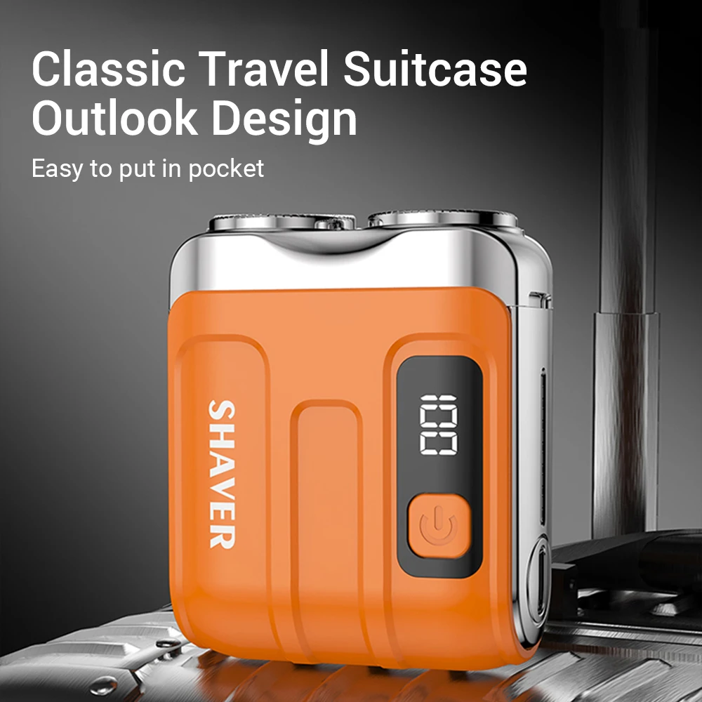 Men Electric Razor Rechargeable Beard Shaver Floating Hair Trimmer Face Care Mini Dual Blade Shaver Waterproof Powerful Portable