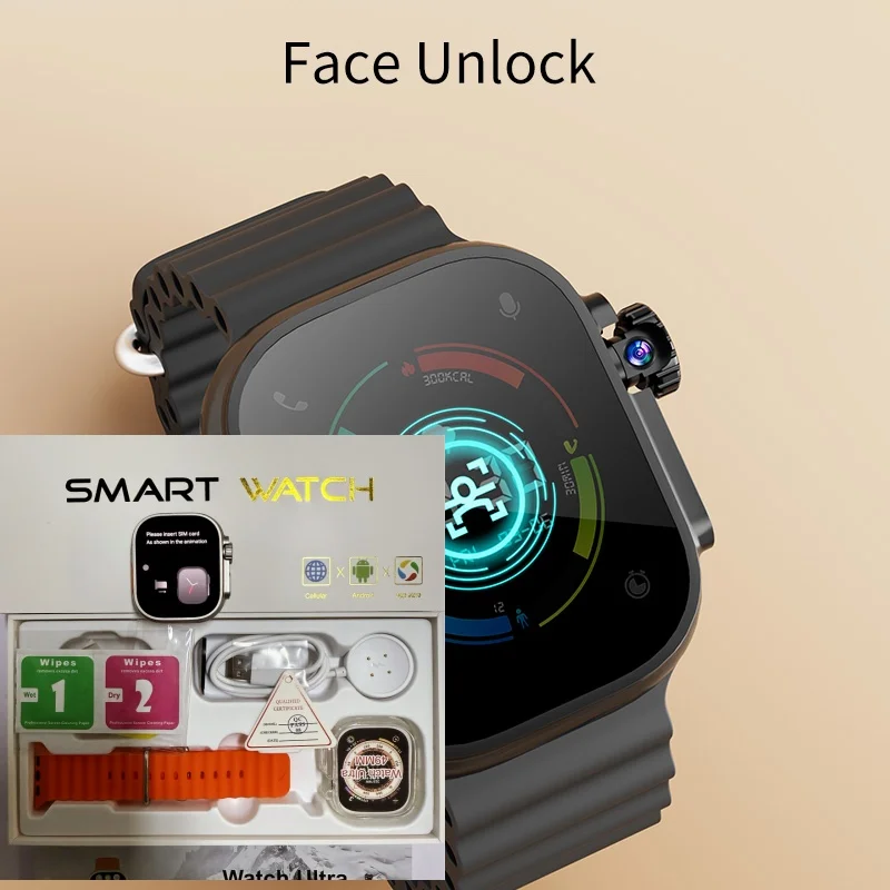 2025 Novo relógio inteligente DW100 S10 Ultra 3 Android 10.0 180 °   Câmera rotativa de pressão arterial GPS WIFI 2,29 polegadas Amoled Smartwatch 256GB