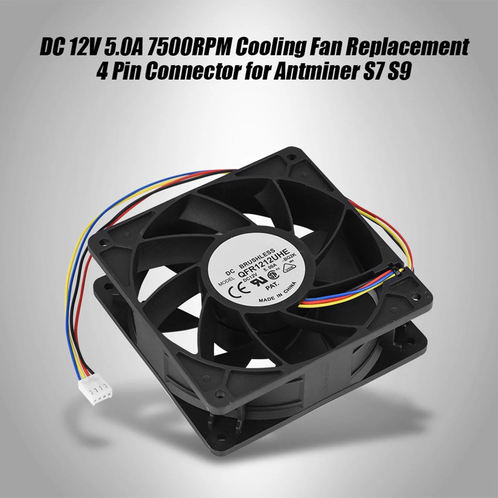 DC 12V 5.0A 7500RPM Cooling Fan Replacement 4 Pin Connector for Antminer S7 S9