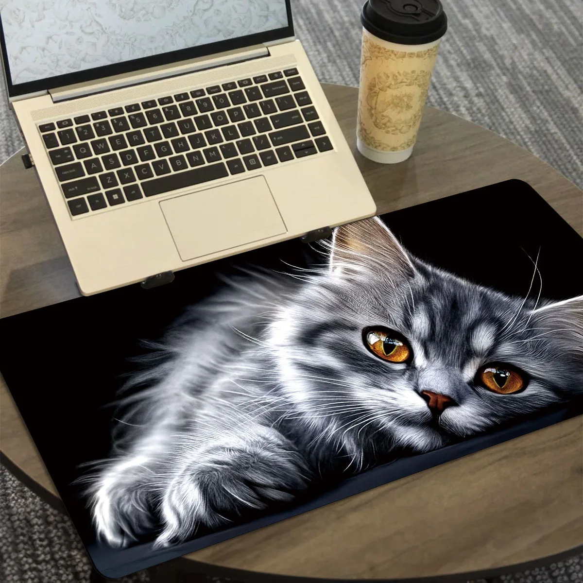Cute Silvery and White Cat Pattern Mouse Pad Desk Mat Gaming pad pc accessories keyboard mouse pads Office carpet Extended pad