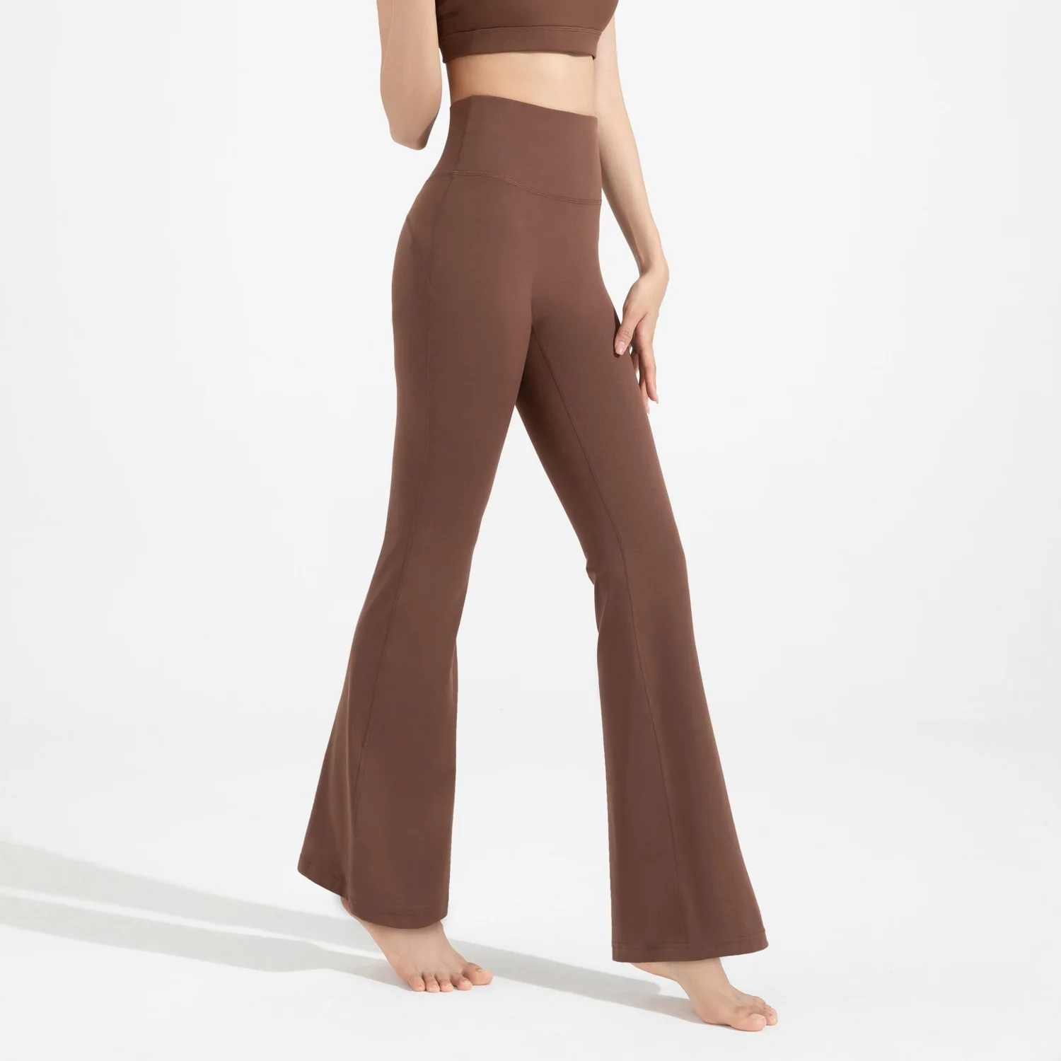 High-end Seamless High-Waist Flare Yoga Pants Women's Bell-Bottom Fitness Trousers High-Elastic Gym Tight Sports Leggings