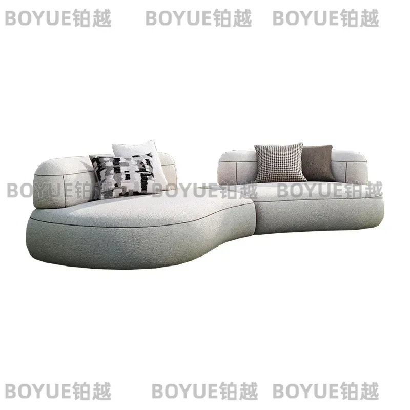 French Cream Fabric Sofa Curved Light Luxury Shape Living Room Furniture High End Modern Minimalist Couch for Home Decor