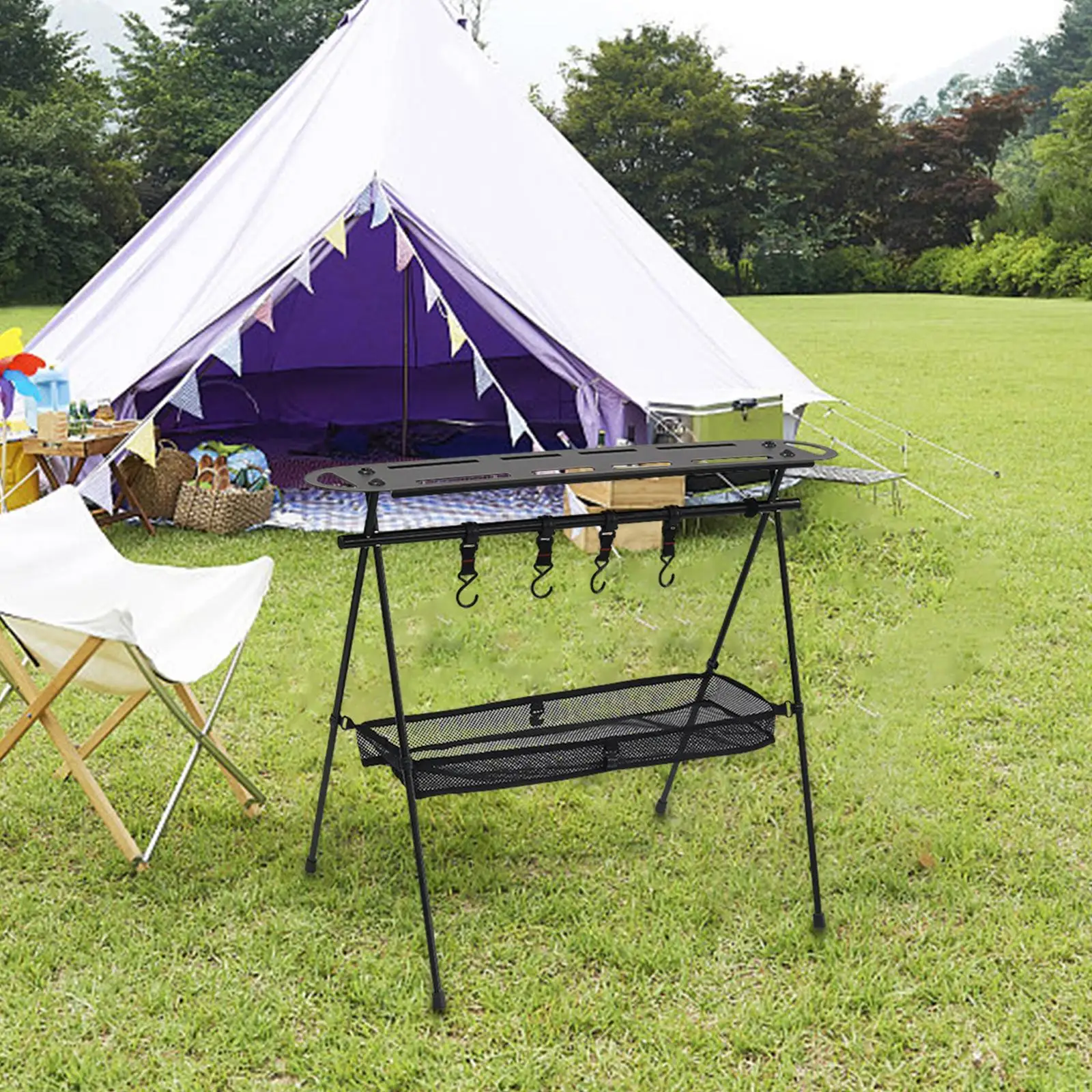 منظم شبكي للتخييم والشواء للطهي في الهواء الطلق #2