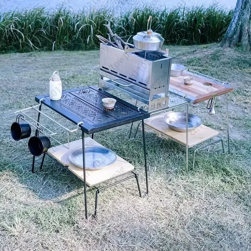 Outdoor Single-unit Side Table with IGT Double-Tier Storage Shelf